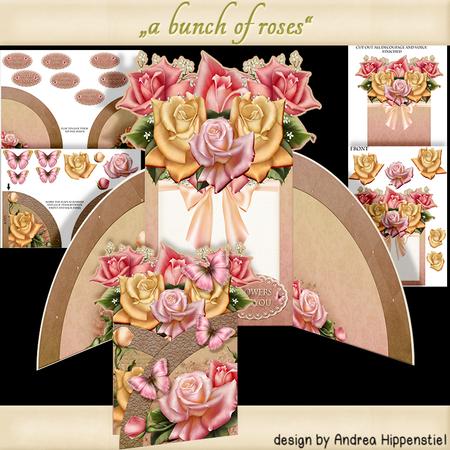 Wrap Flaps Flower Shape Card a Bunch of Roses