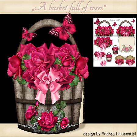 Basket Shape Red Roses Card