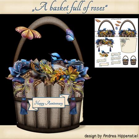 Basket Shape Black Roses Card