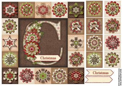 7.5 x 7.5 Card Topper Brown Christmas