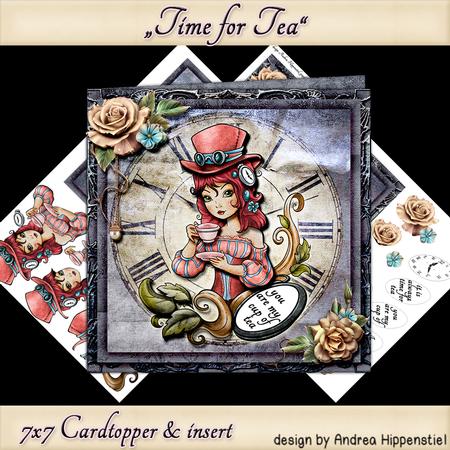 7 x 7 Card Topper and Insert Time for Tea Steampunk