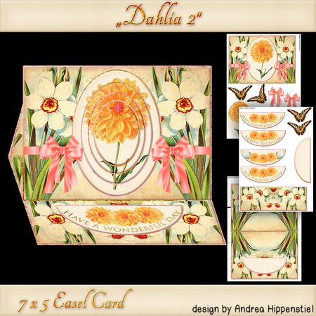 Dahlia 2 Orange Easel Card 7 x 5
