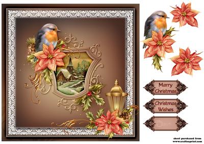 Card Topper 7.5 x 7.5 Christmas Rose