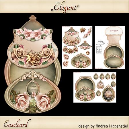 Lovely Easelcard Jar with Cream and Brown Roses
