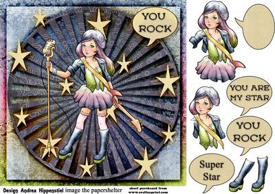 7.5 x 7.5 Card Topper Rockstar