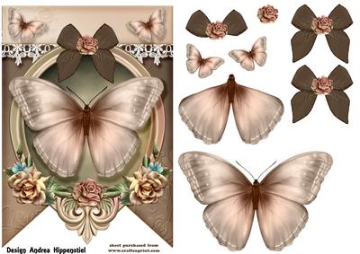 Card Topper Butterfly and Roses