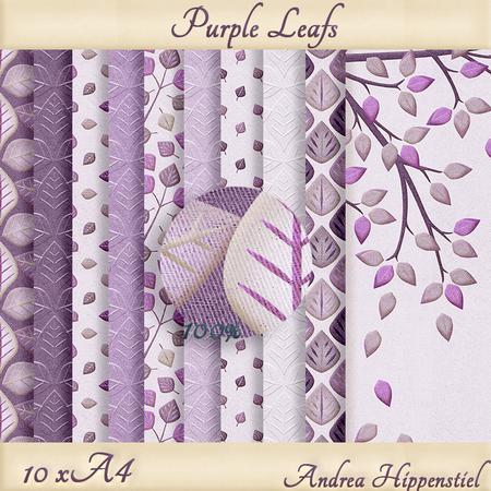 10 x A4 Purple Leafs Cardstock