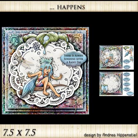 7.5 x 7.5 Card Topper Rain