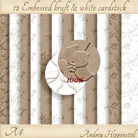 12 x A4 Kraft and White Cardstock