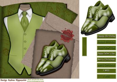 7.5 x 7.5 Card Topper Gentleman Green
