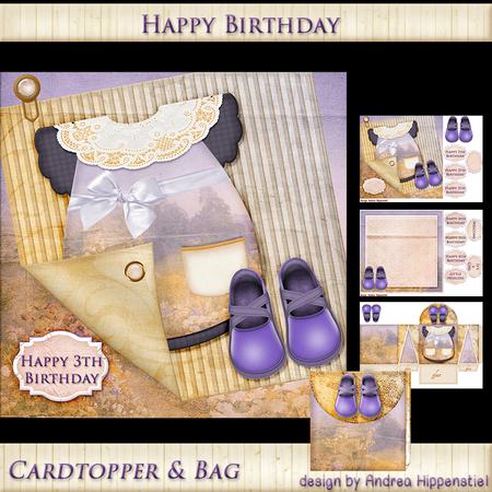 7.5 x 7.5 Card Topper with Bag Baby Purple