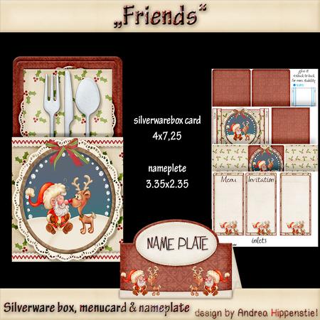 Silverwarebox Card with Nameplate Santa & Friend