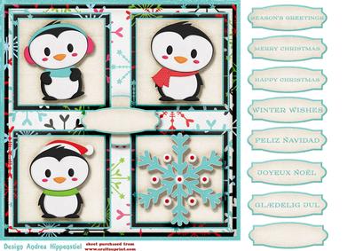 7.5 x 7.5 Card Topper Penguin