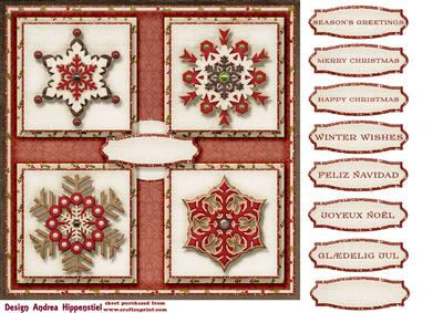 7.5 x 7.5 Card Topper Christmas Snowflakes