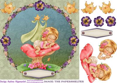 7.5 x 7.5 Card Topper Sleepy Baby
