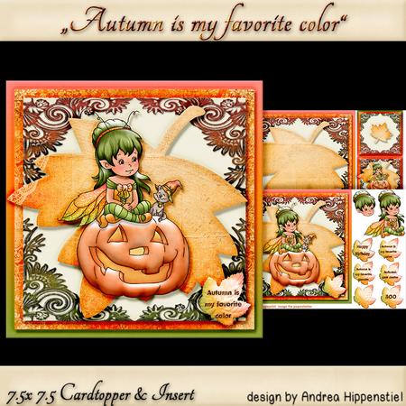7.5 x 7.5 Card Topper Autumn Girl