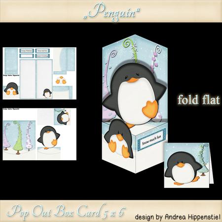 Pop Out Box Card Penguin