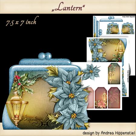 Handbag Shape Card Christmas Blue Poinsettia