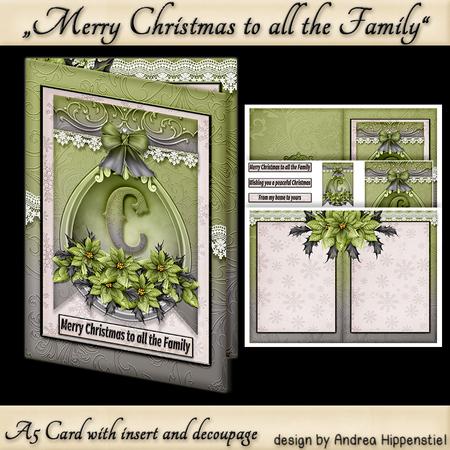 A5 Card Christmas Green Poinsettia