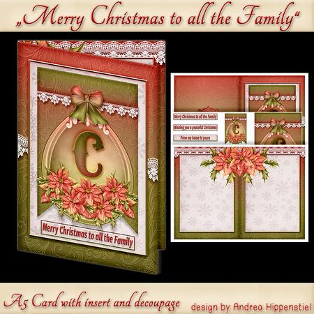 A5 Card Christmas Red Poinsettia