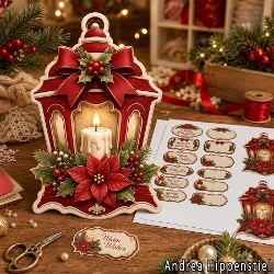 Shaped Card Lantern Red