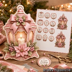 Shaped Card Lantern Soft Pink
