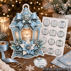 Shaped Card Lantern Soft Blue