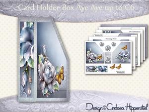 Card Holder Box Blue Rose
