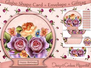 Globe Shape Card English Rose