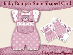 Baby Romper Shaped Card Pink Bear