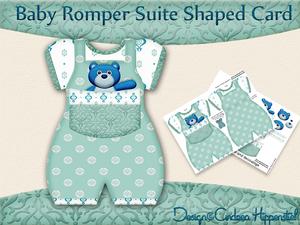 Baby Romper Shaped Card Blue Bear