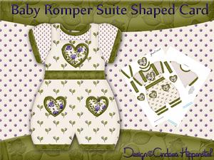 Baby Romper Shaped Card Green Roses
