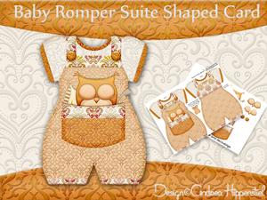 Baby Romper Shaped Card Orange Owl