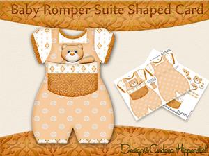Baby Romper Shaped Card Orange Bear