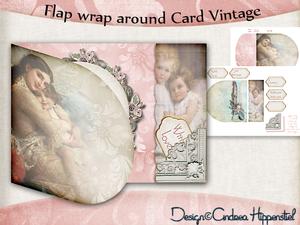 Flap Wrap Around Card Vintage Girl