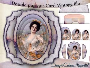 Double Pop Out Card Vintage Lila