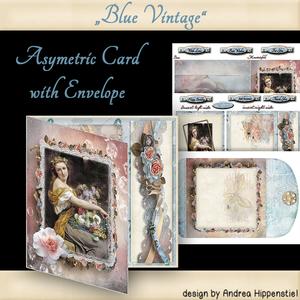 Asymmetric Fold Card Blue Vintage
