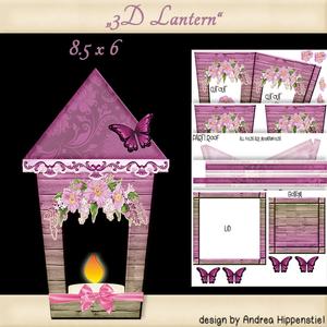 3D Lantern with Flowers Pink