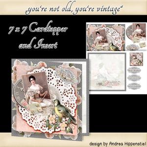 Card Topper with Insert Vintage Bird