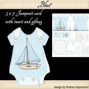 Baby Jumpsuit Shape Card Blue