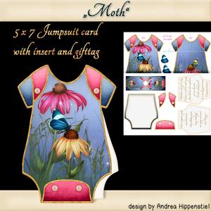 Baby Jumpsuit Shape Card Moth