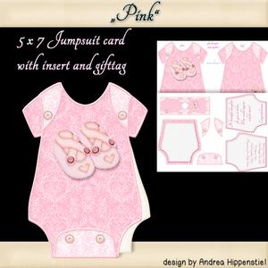 Baby Jumpsuit Shape Card Pink