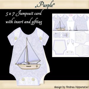 Baby Jumpsuit Shape Card Purple