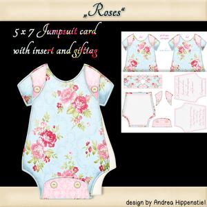 Baby Jumpsuit Shape Card Roses