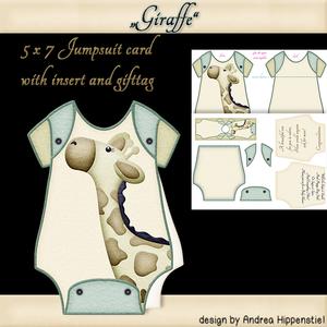 Baby Jumpsuit Shape Card Giraffe
