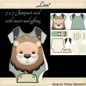 Baby Jumpsuit Shape Card Lion