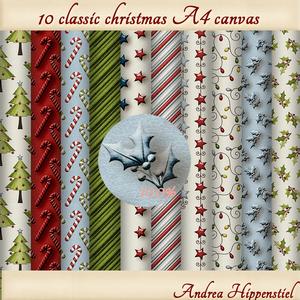 10 x A4 Background Paper Classic Christmas