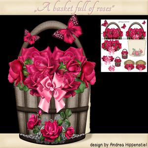 Basket Shape Red Roses Card