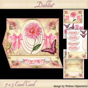 Easel Card 7 x 5 Dahlia Pink Flower