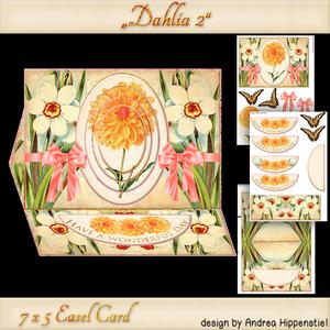 Dahlia 2 Orange Easel Card 7 x 5